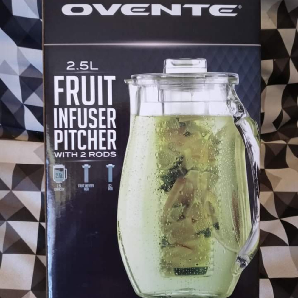 New Ovente 2.5 liter or 85 ounce Fruit Infuser Pitcher with 2 rod inserts